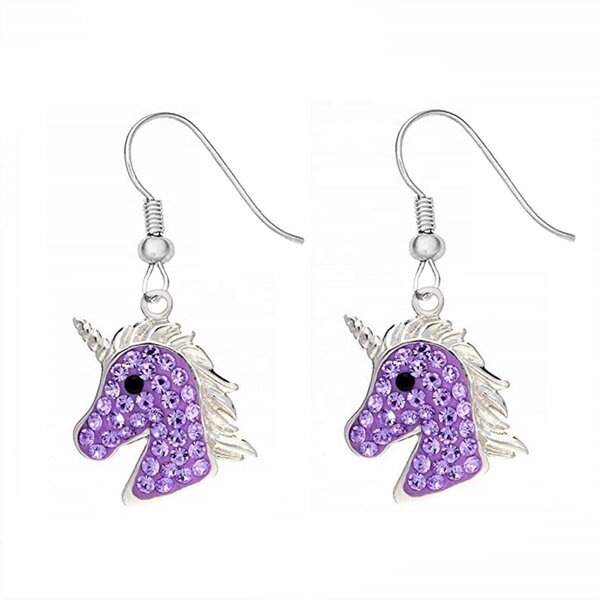 Animal Earrings Factory - OEM Sparking Rhinestone Horse Unicorn