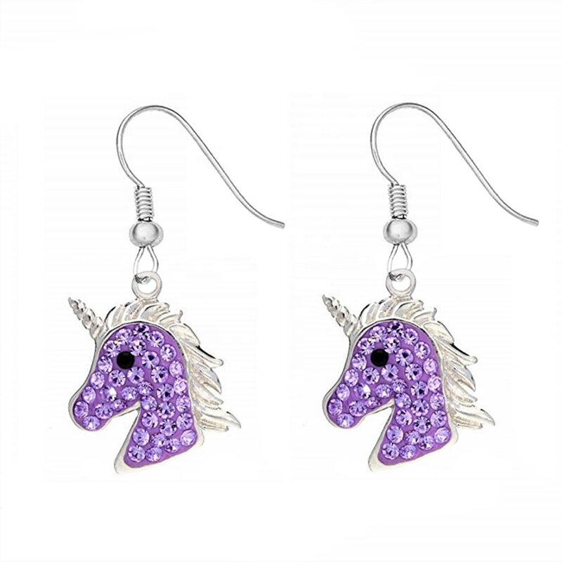 Animal Earrings Factory - OEM Sparking Rhinestone Horse Unicorn
