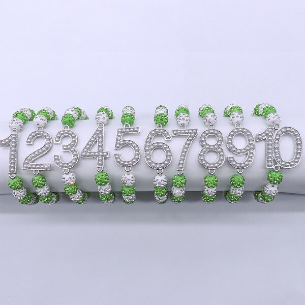 Number Bracelet Manufacturer - OEM Ready to Ship Green White Bling