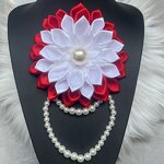 Ribbon Flower Brooch Manufacturer - OEM Fancy Pearl Chain Decorated