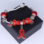 AIDS Awareness Bracelet Factory - OEM Red Crystal Ribbon Charm