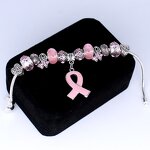 Breast Cancer Bracelet Manufacturer - OEM Custom Pink Enamel Ribbon
