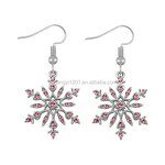 Snowflake Earrings Manufacturer - OEM Silver Tone Crystal Christmas