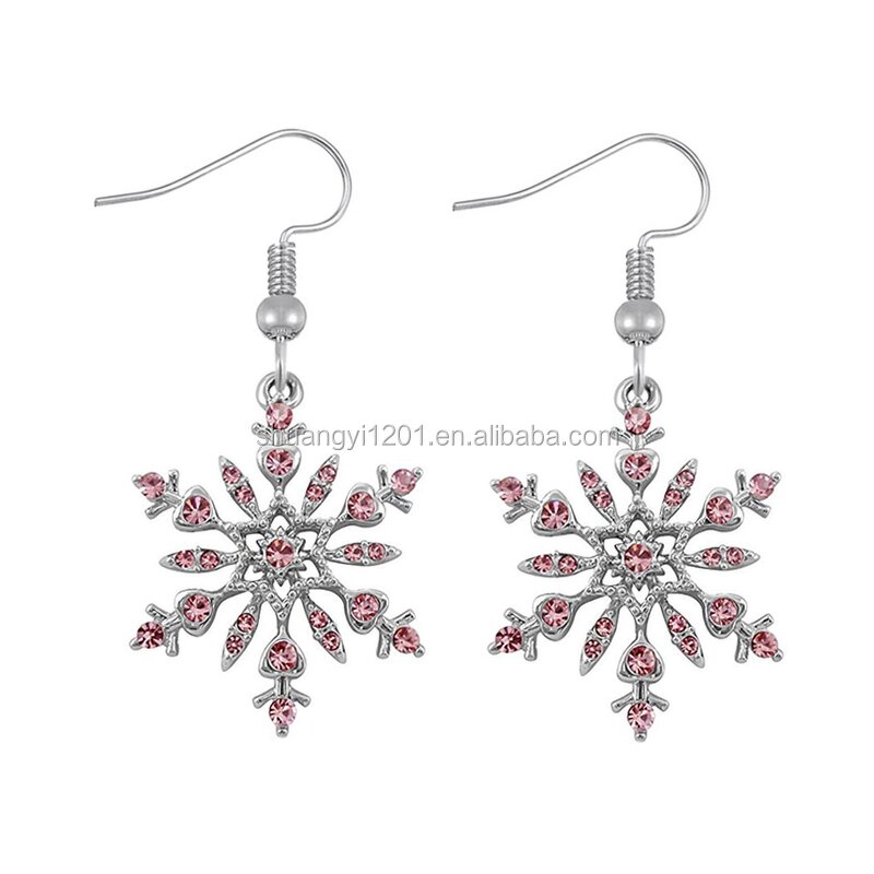 Snowflake Earrings Manufacturer - OEM Silver Tone Crystal Christmas