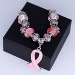 Breast Cancer Bracelet Manufacturer - OEM Custom Pink Enamel Ribbon