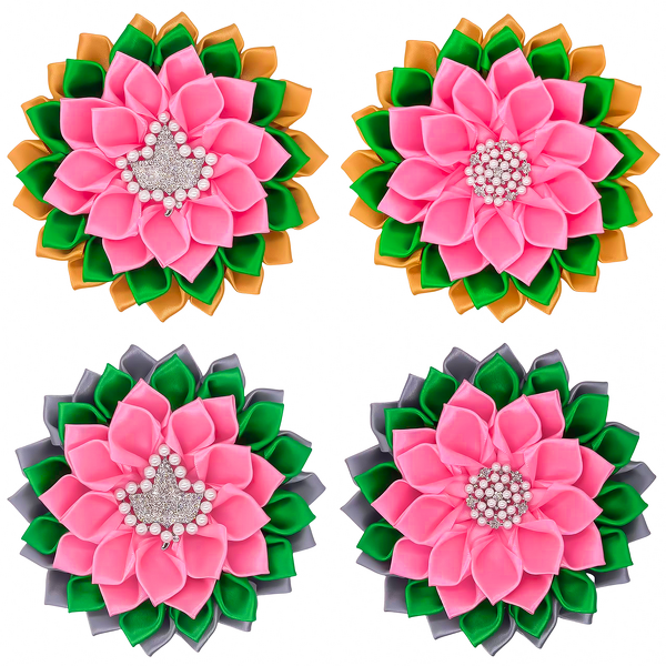 Silk Flower Brooch Manufacturer - OEM Cute Pink Green Alpha IVY