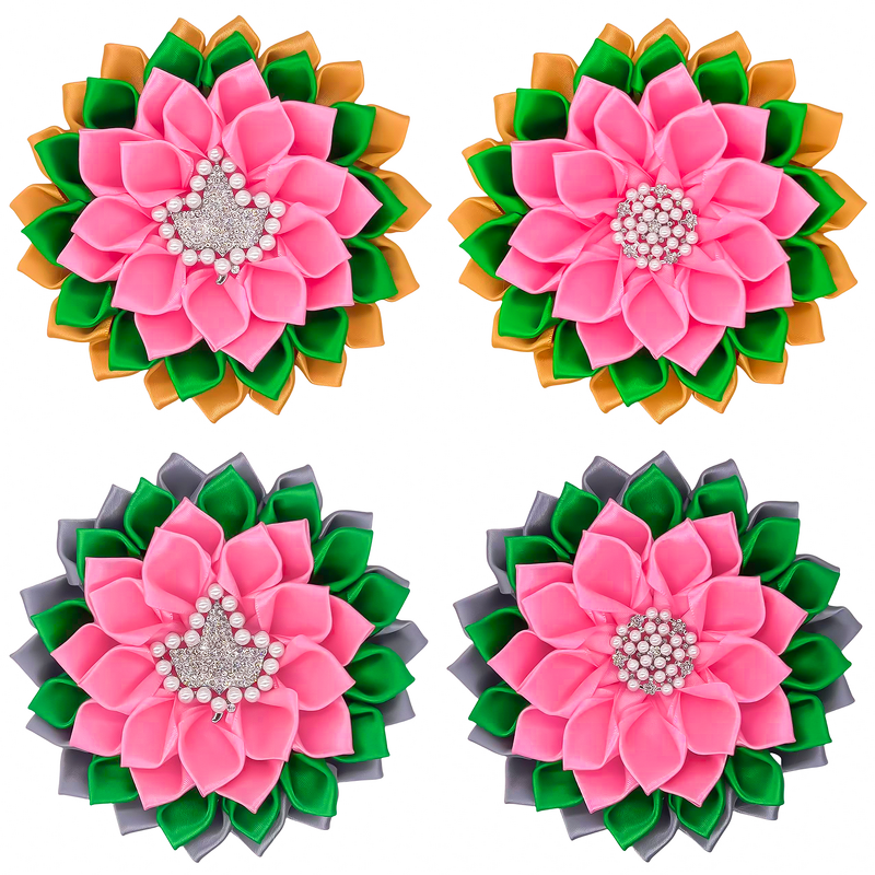 Silk Flower Brooch Manufacturer - OEM Cute Pink Green Alpha IVY