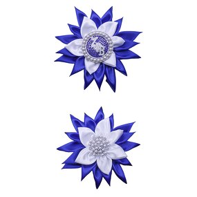 Sorority Brooch Factory - OEM Factory Direct Blue White Satin