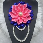 Ribbon Flower Brooch Manufacturer - OEM Fancy Pearl Chain Decorated