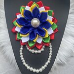 Ribbon Flower Brooch Manufacturer - OEM Fancy Pearl Chain Decorated