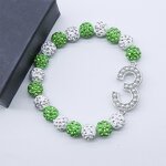 Number Bracelet Manufacturer - OEM Ready to Ship Green White Bling