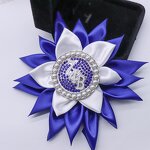 Sorority Brooch Factory - OEM Factory Direct Blue White Satin