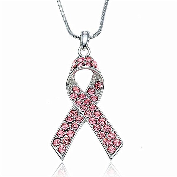 Breast Cancer Necklace Manufacturer - OEM Metal Sparking Pink Ribbon