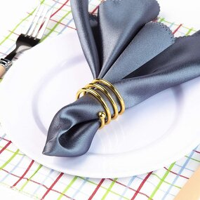 Gold Double Bead Napkin Rings Factory - OEM Wholesale Elastic Metal Table Decoration