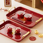 Decorative Tray Manufacturer - OEM Modern Festive Plastic with Gold Handles