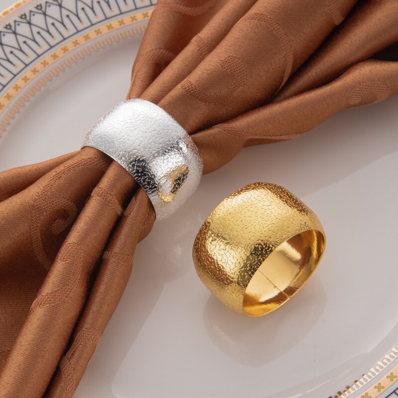 Matte Metal Napkin Rings Supplier - OEM Creative Bead Design Hotel Wedding Banquet
