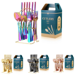 Stainless Steel Cutlery Set Factory - OEM 24-Piece Disposable with Stand Gifts