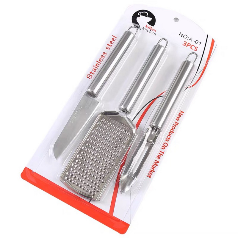 Kitchen Tool Set Factory - OEM 3pcs Stainless Steel Manual Peeler Grater Set