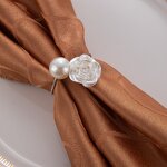 Pearl Rose Napkin Rings Factory - OEM Metal Table Decor for Weddings Banquets