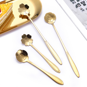 Coffee Spoon Supplier - OEM Creative Gold Stainless Steel Floral Design Mirror