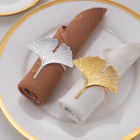 Ginkgo Leaf Napkin Rings Factory - OEM Elegant Alloy for Weddings Banquets Hotels