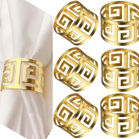 Hollow Gold Napkin Rings Manufacturer - OEM Metal with Carved Design Table Holder