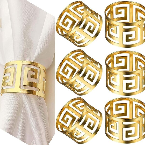 Hollow Gold Napkin Rings Manufacturer - OEM Metal with Carved Design Table Holder