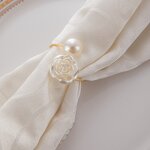 Pearl Rose Napkin Rings Factory - OEM Metal Table Decor for Weddings Banquets