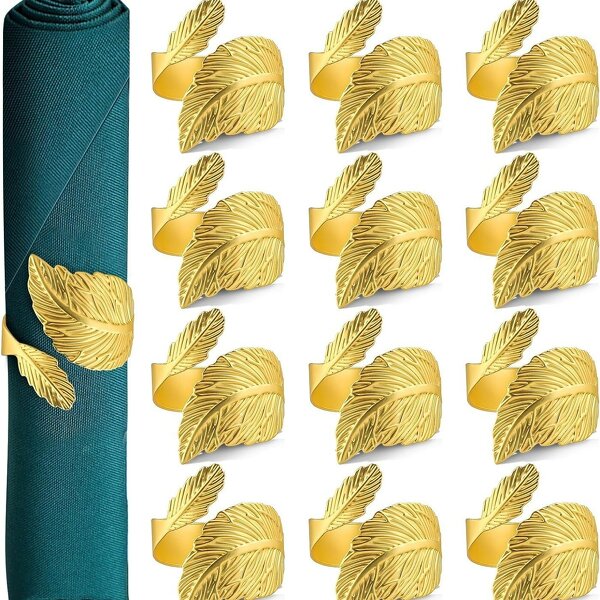 Gold Leaf Napkin Rings Manufacturer - OEM Metal with Open Design Table Decoration