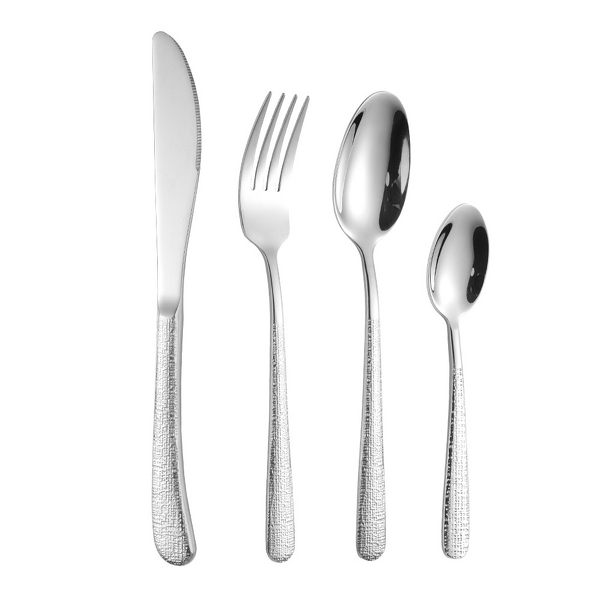 Diamond Pattern Flatware Set Manufacturer - OEM Luxury Hammered 304 Stainless Steel
