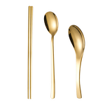 Stainless Steel Flatware Set Factory - OEM 304 Gold Spoon Korean Chopsticks Disposable
