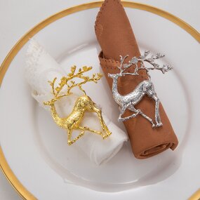 Christmas Reindeer Napkin Rings Supplier - OEM Gold Metal Table Decoration Bulk