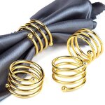 Gold Double Bead Napkin Rings Factory - OEM Wholesale Elastic Metal Table Decoration