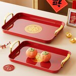 Decorative Tray Manufacturer - OEM Modern Festive Plastic with Gold Handles