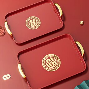 Decorative Tray Manufacturer - OEM Modern Festive Plastic with Gold Handles