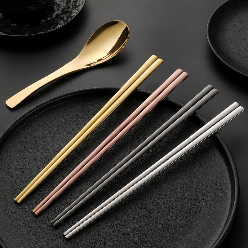 Stainless Steel Flatware Set Factory - OEM 304 Gold Spoon Korean Chopsticks Disposable