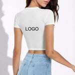 Women's Crop Top Supplier - OEM Women's Wear 2025 American Stripes Short Sleeve Retro