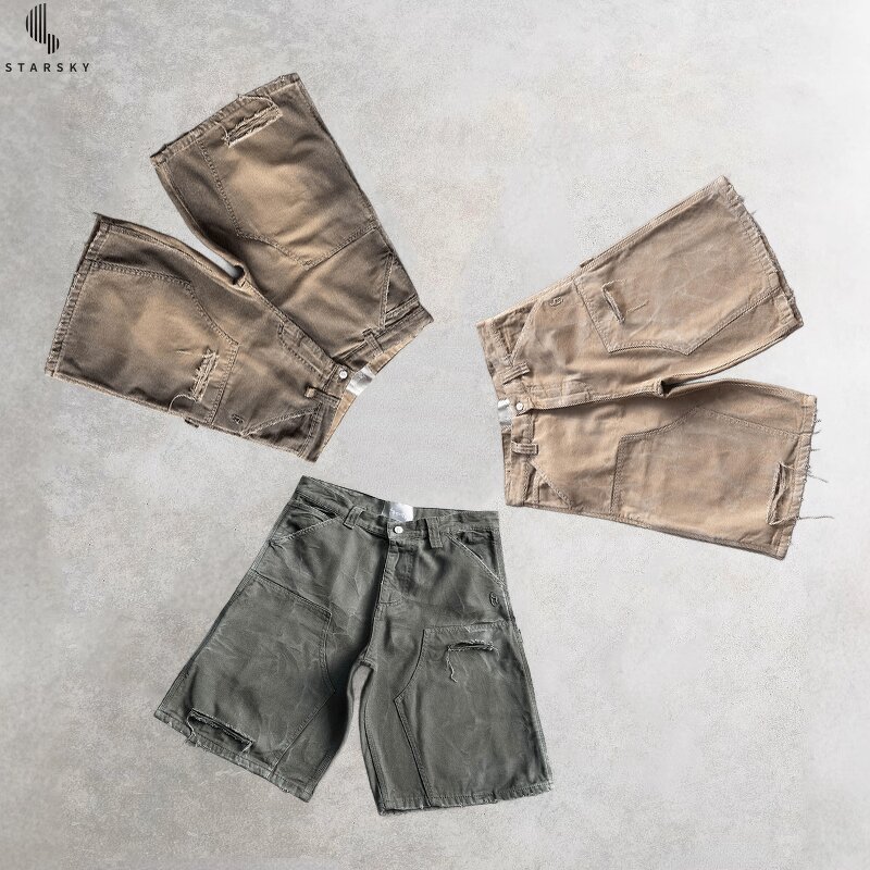 Men's Shorts Manufacturer - OEM Custom Factory Distress Wash Denim Cargo