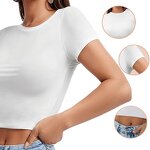 Women's Crop Top Supplier - OEM Women's Wear 2025 American Stripes Short Sleeve Retro