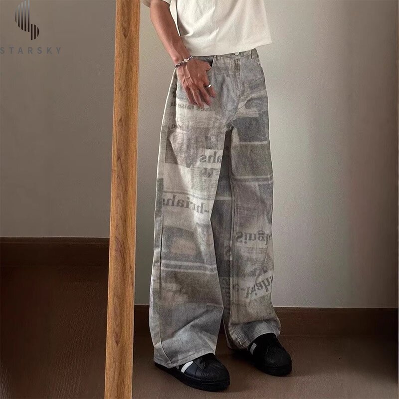 Men's Jeans Manufacturer - OEM Fashion Digital Printing Vintage Straight-leg