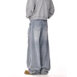 Men's Jeans Factory - OEM New Retro Leopard Print Straight Washed Denim