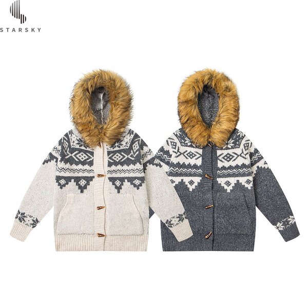 Men's Cardigan Sweater Factory - OEM 2025 Winter New Style Hip Hop Diablo Skull Jacquard