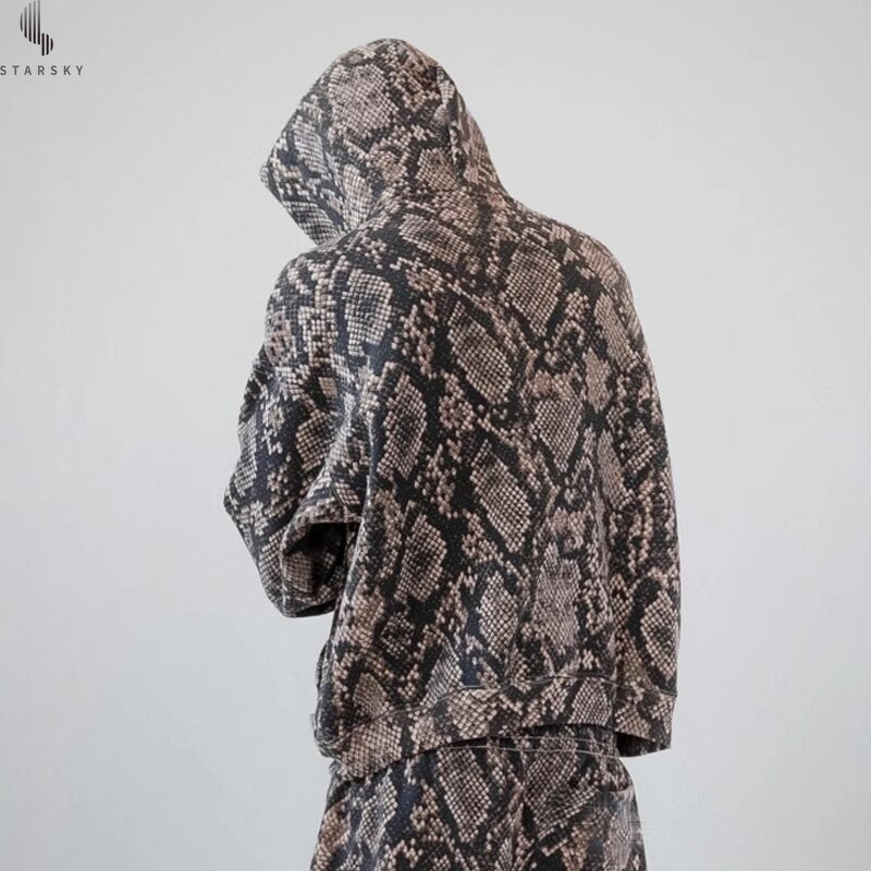 Hoodie Set Supplier - OEM New Arrivals Retro Leopard Striped Pullover Y2K Loose