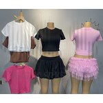 Women's T-Shirt Factory - OEM 2025 Retro Hot Girl Acid Wash Short Sleeve Cotton