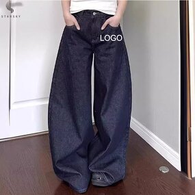 Women's Denim Shorts Factory - OEM 2025 Summer Women's Rhinestone Loose Denim Pants