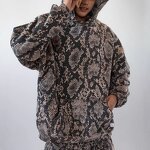 Hoodie Set Supplier - OEM New Arrivals Retro Leopard Striped Pullover Y2K Loose