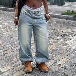 Women's Jeans Supplier - OEM Women's Fashion Vintage Washed Loose Summer Wide Leg
