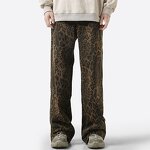 Men's Jeans Supplier - OEM High Street New Vintage Straight Loose Leopard Print