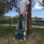 Men's Distressed Jeans Supplier - OEM High Street Loose High Waist Hip-Hop