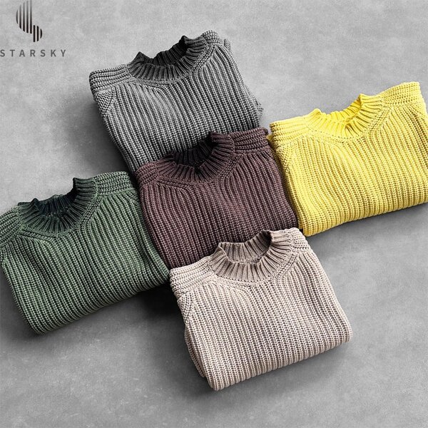 Men's Pullover Sweater Manufacturer - OEM New Winter Retro Simple Knitted Half Pullover